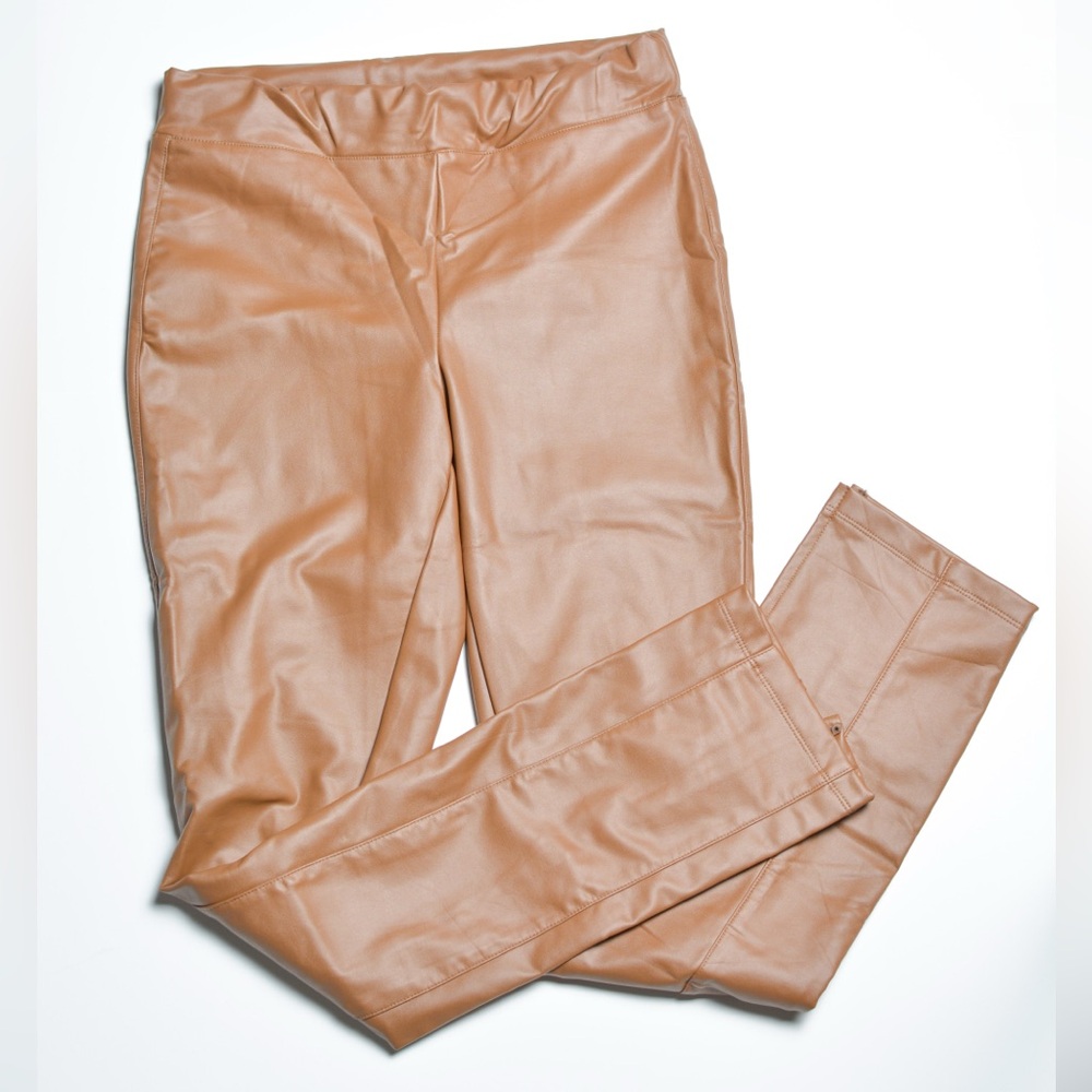 Chic Cognac Tan Faux Leather Pants